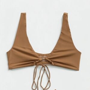NWT Riot Swim Fox Bikini Top Brown Size Tie Front Brown Sugar
